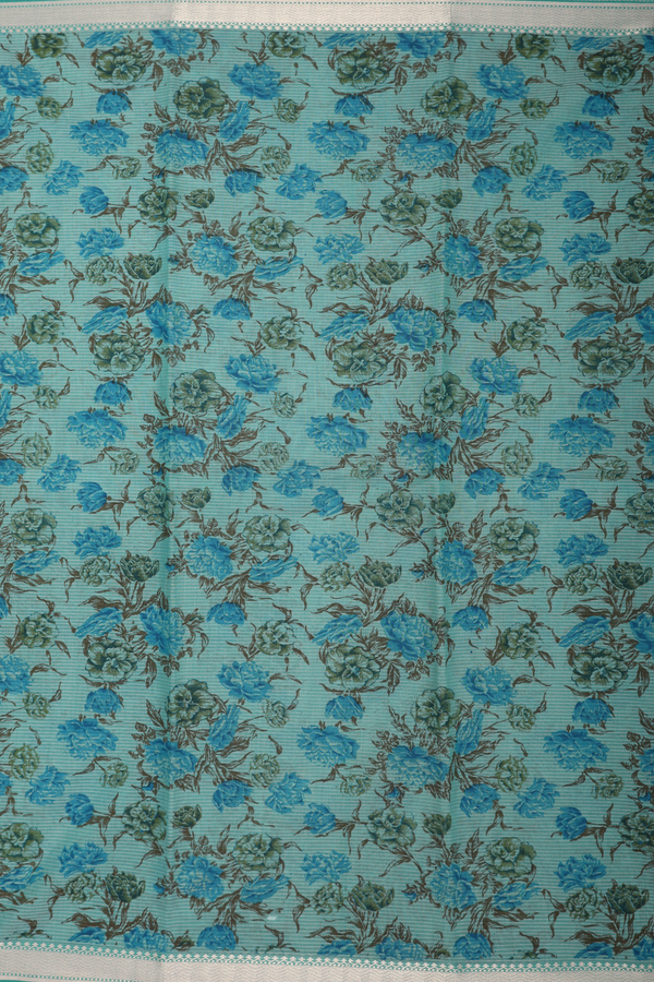 Kota Cotton Saree In Green With Floral Design