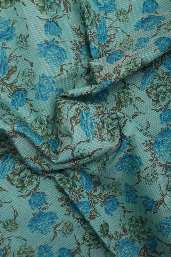 Kota Cotton Saree In Green With Floral Design