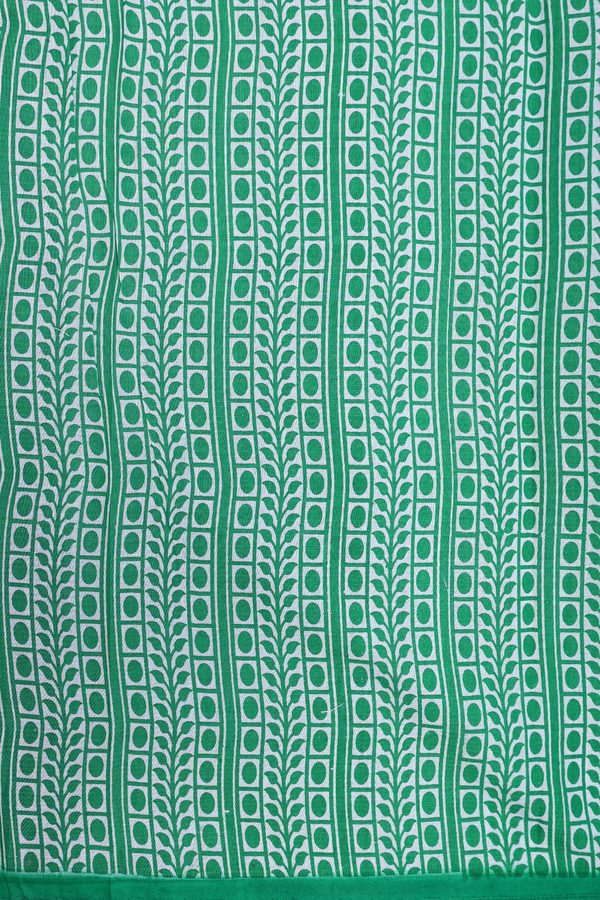 Kota Cotton Saree In Green With Floral Printed Design