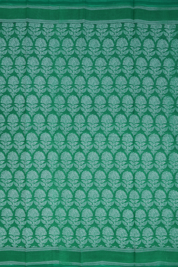 Kota Cotton Saree In Green With Floral Printed Design