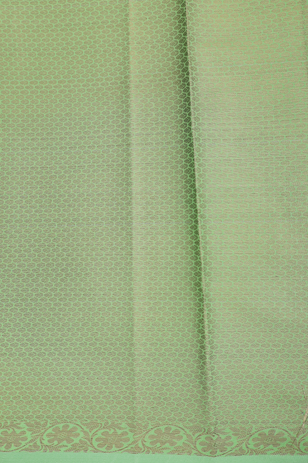 Kota Cotton Saree In Green With Zari Motifs