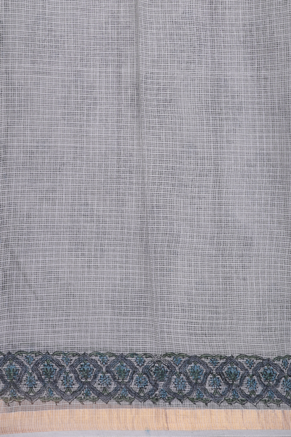 Kota Cotton Saree In Grey With Floral Design