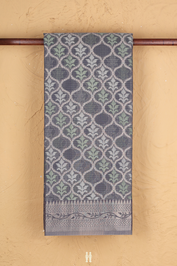 Kota Cotton Saree In Grey With Scallop Design