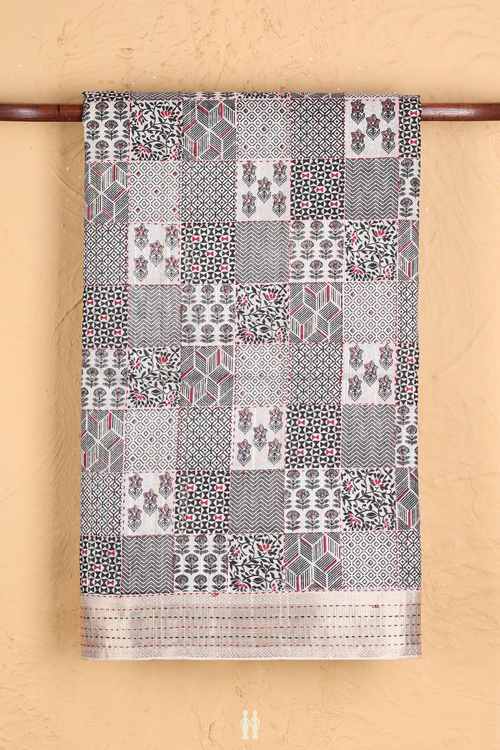 Kota Cotton Saree In In Beige With Checks Design
