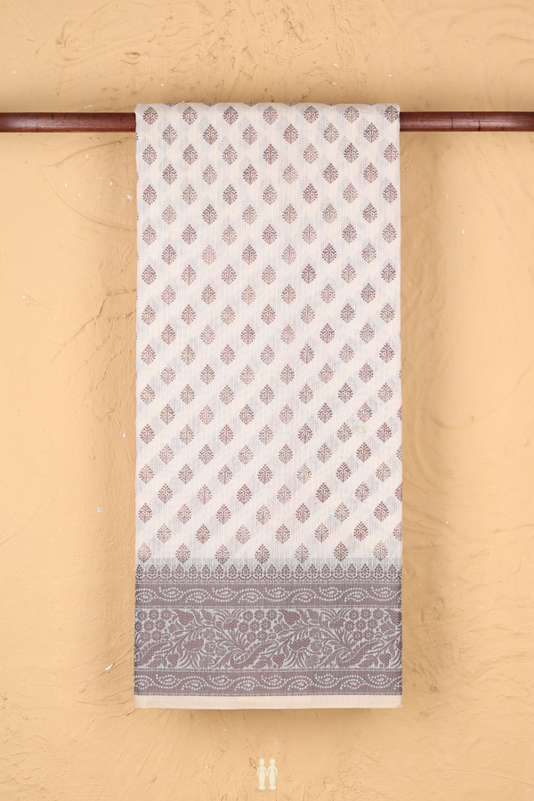 Kota Cotton Saree In Ivory With Printed Design