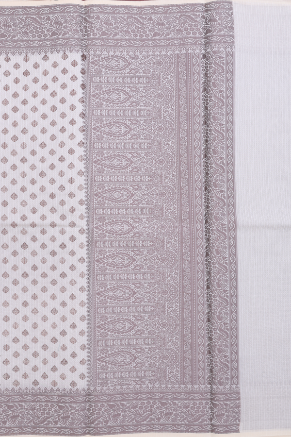 Kota Cotton Saree In Ivory With Printed Design