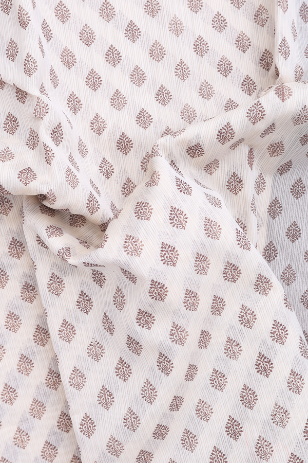Kota Cotton Saree In Ivory With Printed Design