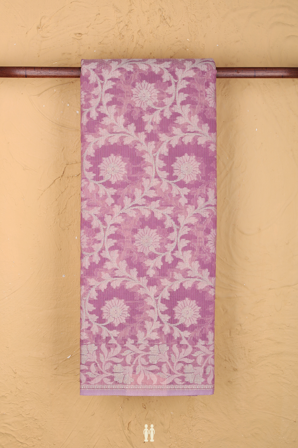 Kota Cotton Saree In Lavender With Floral Design