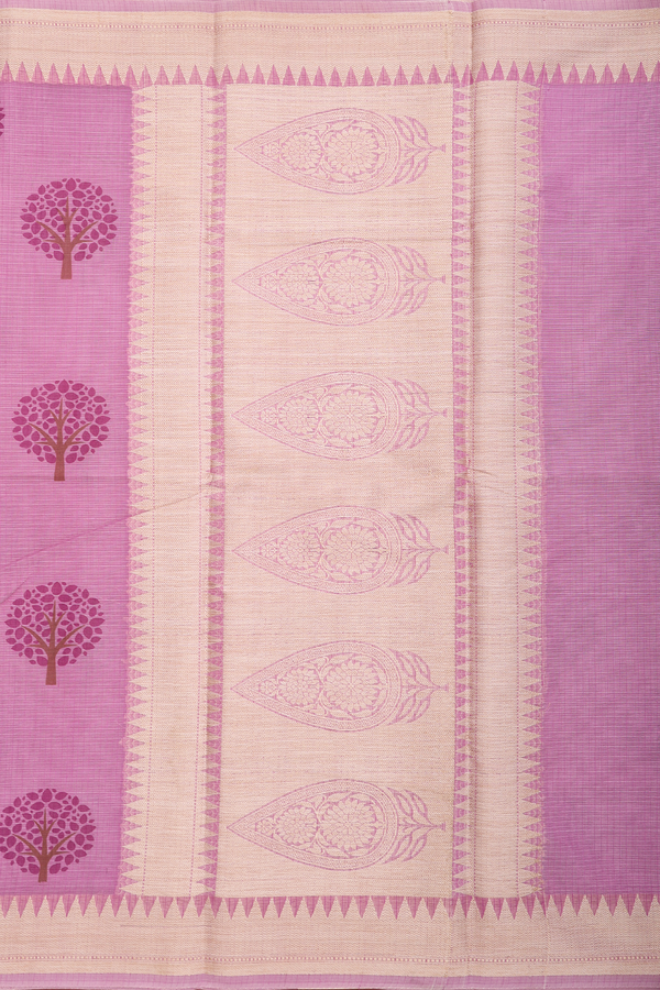 Kota Cotton Saree In Lavender With Tree Motifs