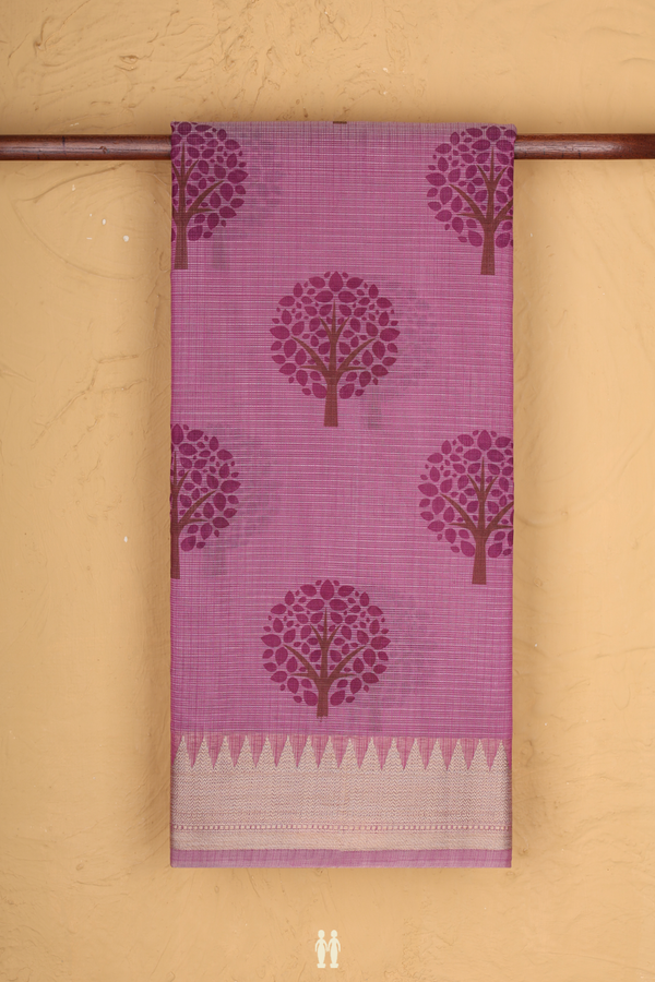 Kota Cotton Saree In Lavender With Tree Motifs