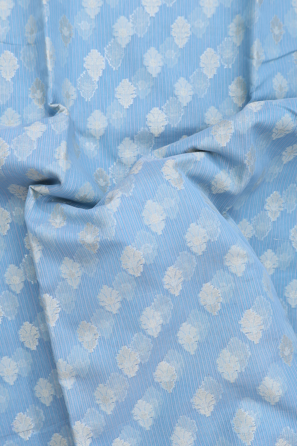 Kota Cotton Saree In Light Blue With Floral Buttas
