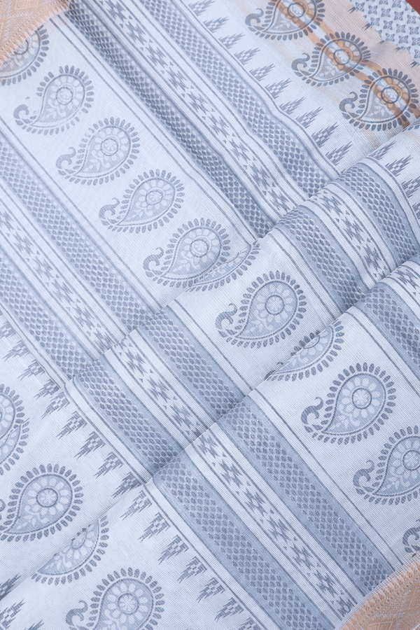 Kota Cotton Saree In Light Grey With Floral Printed Design
