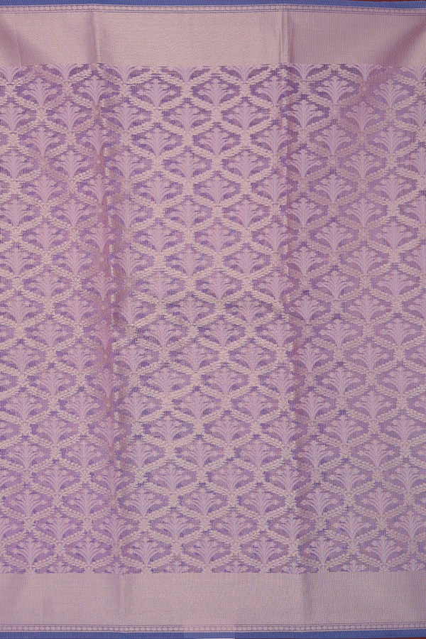 Kota Cotton Saree In Light Purple With Floral Thread Design