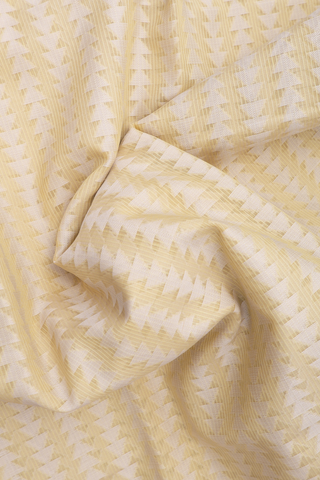 Kota Cotton Saree In Light Yellow With Triangle Design