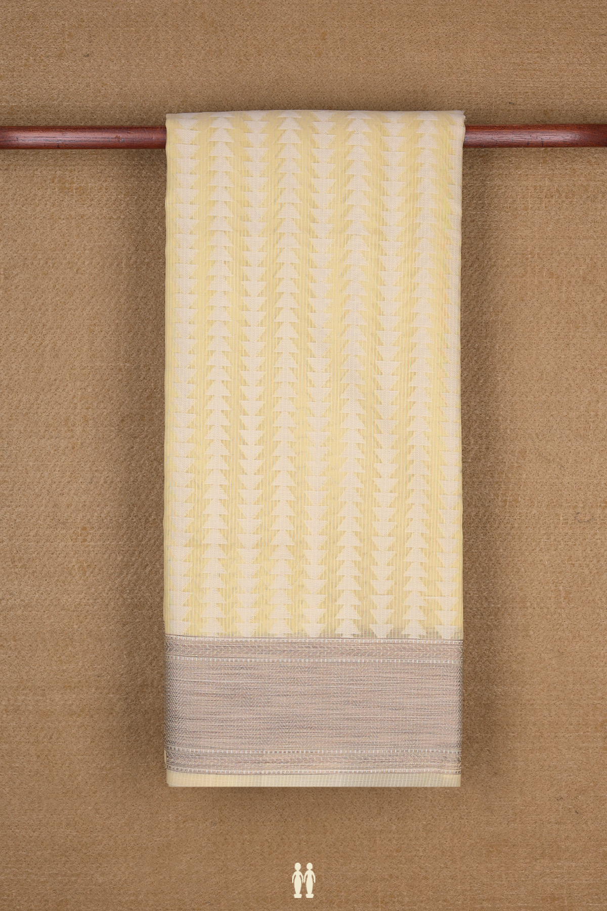 Kota Cotton Saree In Light Yellow With Triangle Design