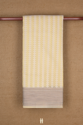 Kota Cotton Saree In Light Yellow With Triangle Design