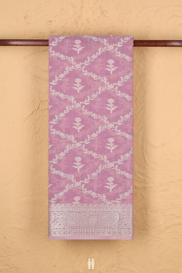 Kota Cotton Saree In Lilac Purple With Diamond Design
