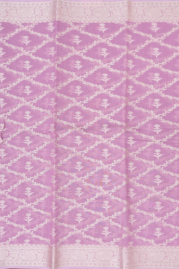 Kota Cotton Saree In Lilac Purple With Diamond Design