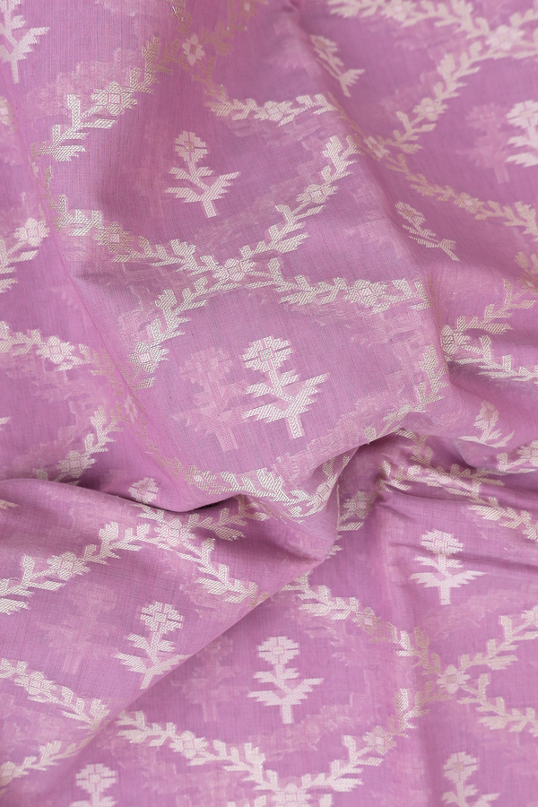Kota Cotton Saree In Lilac Purple With Diamond Design
