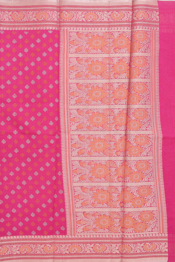 Kota Cotton Saree In Magenta With Printed Design