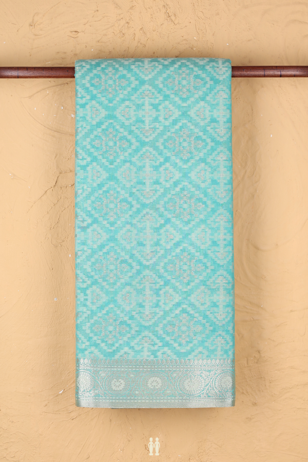 Kota Cotton Saree In Mint Blue With Allover Design