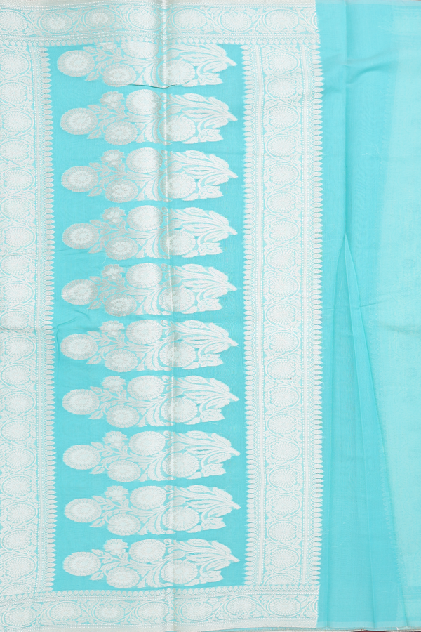 Kota Cotton Saree In Mint Blue With Allover Design