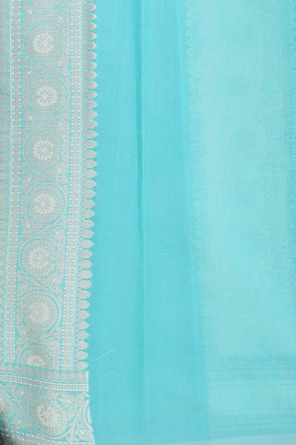 Kota Cotton Saree In Mint Blue With Allover Design