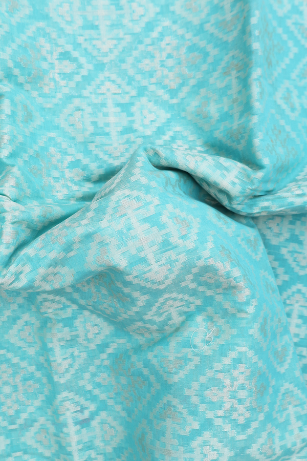 Kota Cotton Saree In Mint Blue With Allover Design