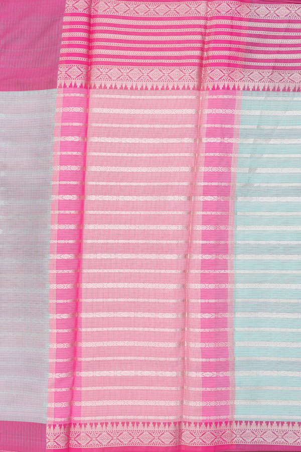 Kota Cotton Saree In Mint Green With Stripes Design