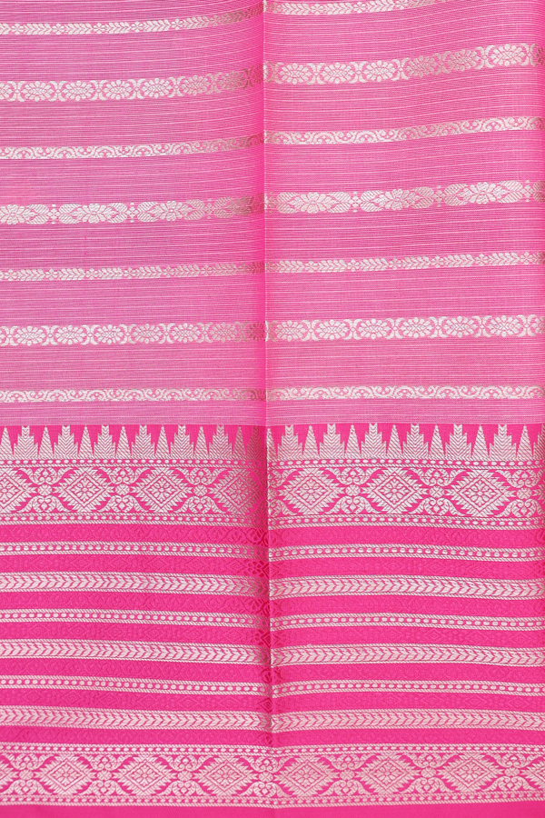 Kota Cotton Saree In Mint Green With Stripes Design