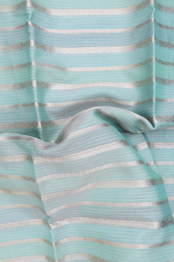 Kota Cotton Saree In Mint Green With Stripes Design
