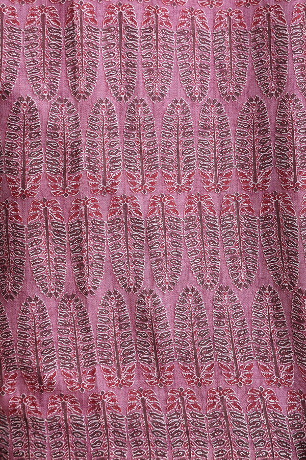 Kota Cotton Saree In Plum Brown With Chevron Design