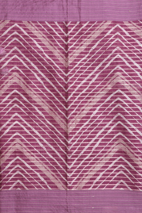 Kota Cotton Saree In Plum Brown With Chevron Design