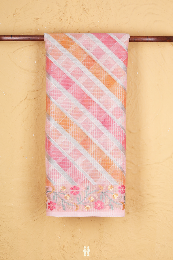 Kota Cotton Saree In Multicolor With Diagonal Design