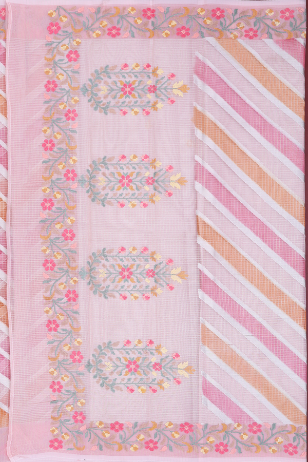 Kota Cotton Saree In Multicolor With Diagonal Design