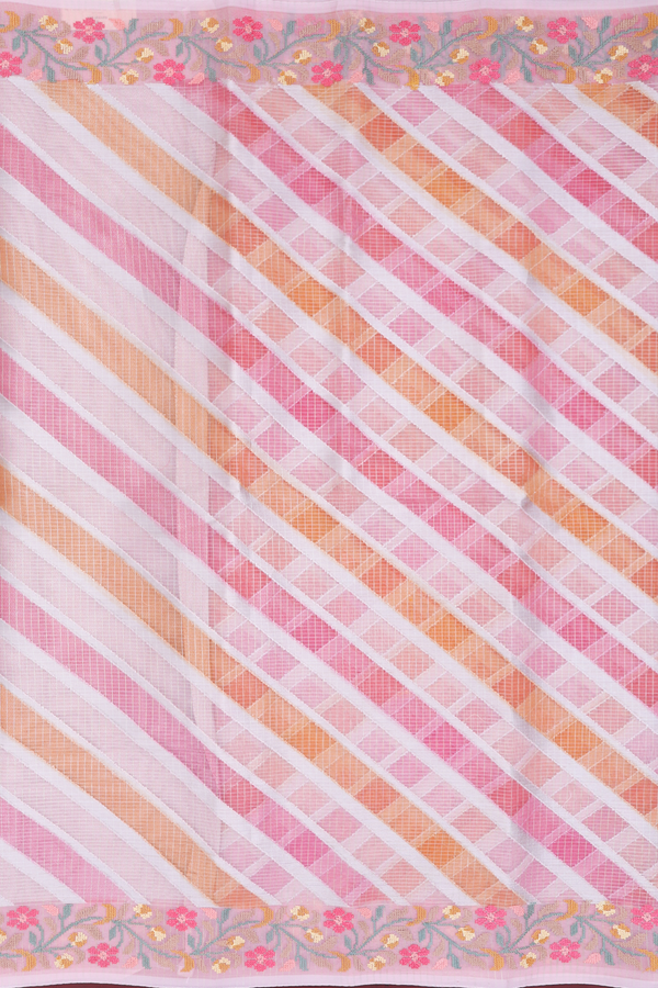 Kota Cotton Saree In Multicolor With Diagonal Design