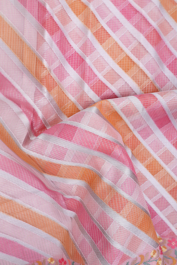 Kota Cotton Saree In Multicolor With Diagonal Design