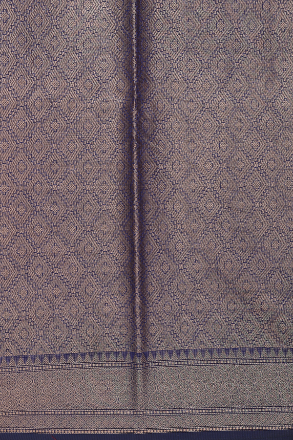 Kota Cotton Saree In Navy Blue With Diagonal Design