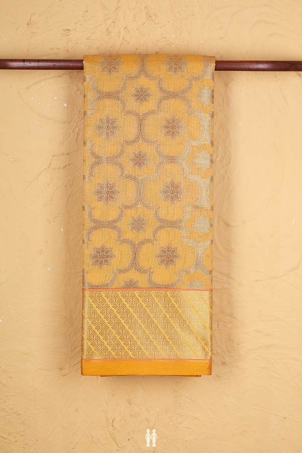 Kota Cotton Saree In Ochre Orange With Allover Design