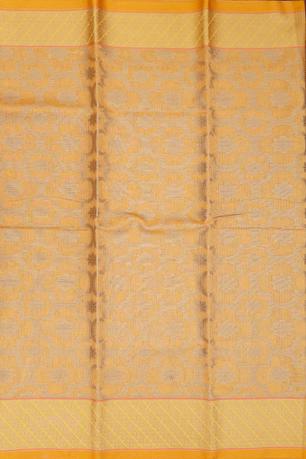 Kota Cotton Saree In Ochre Orange With Allover Design