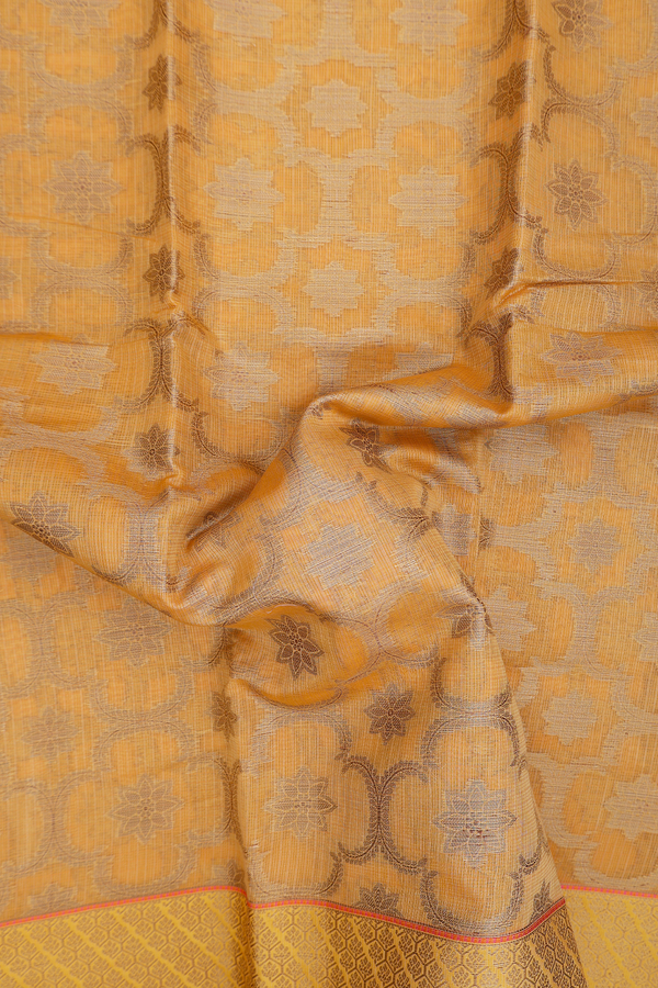 Kota Cotton Saree In Ochre Orange With Allover Design