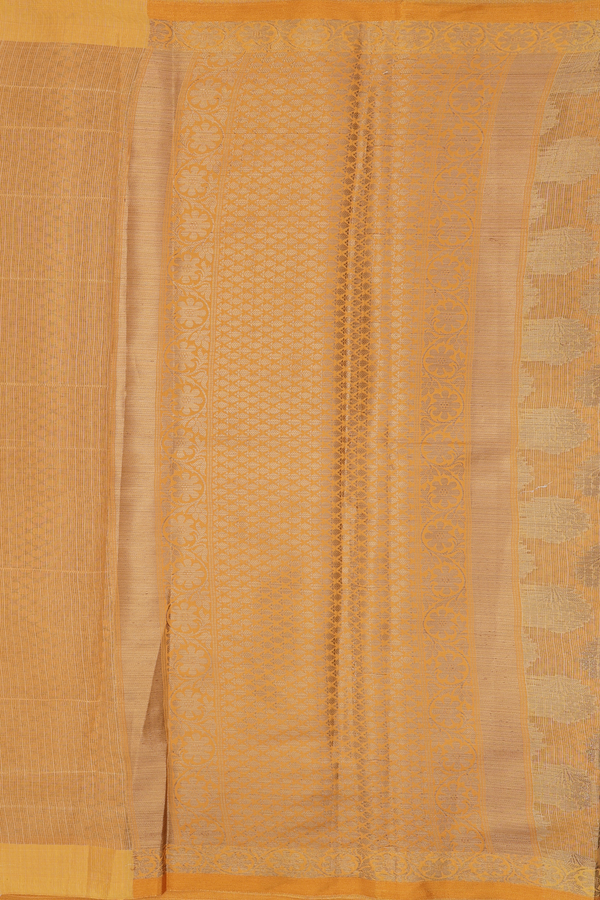 Kota Cotton Saree In Ochre Orange With Floral Motifs