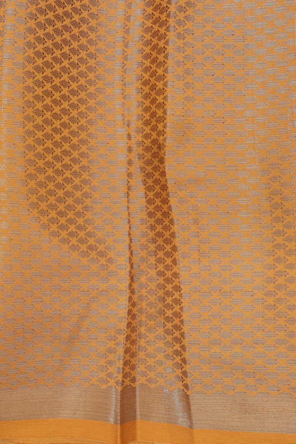 Kota Cotton Saree In Ochre Orange With Floral Motifs