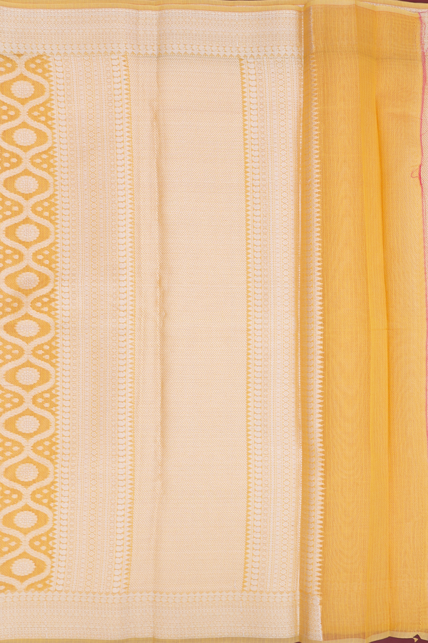 Kota Cotton Saree In Ochre Orange With Scallop Design