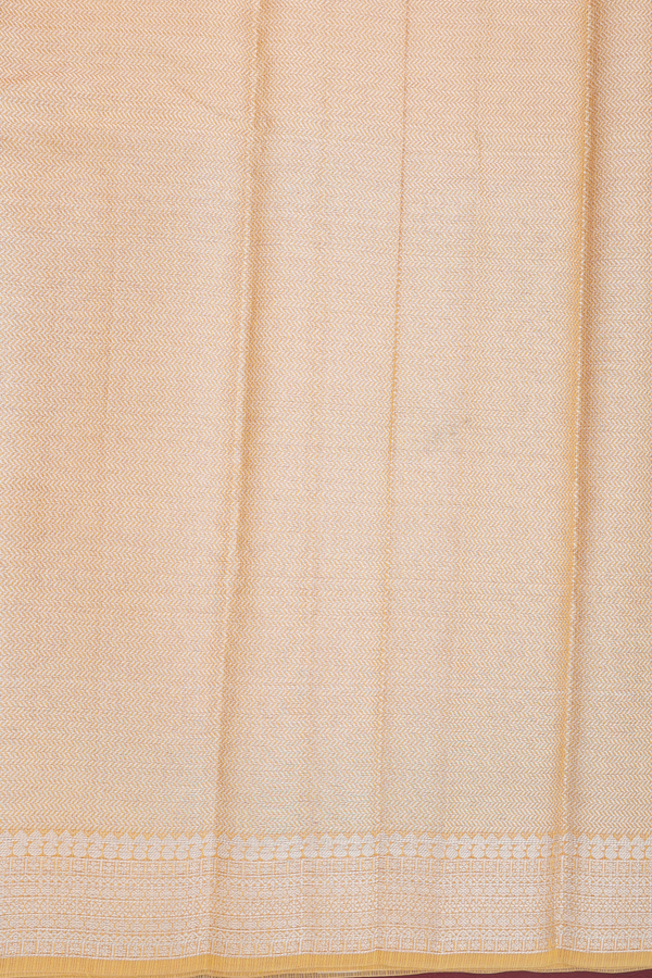 Kota Cotton Saree In Ochre Orange With Scallop Design