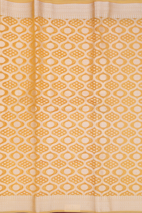 Kota Cotton Saree In Ochre Orange With Scallop Design