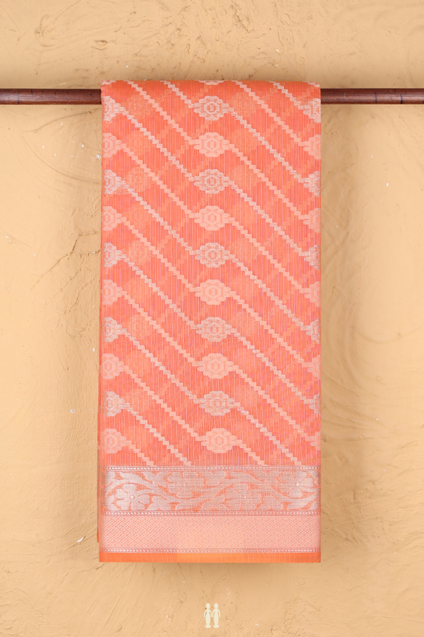 Kota Cotton Saree In Orange With Allover Design