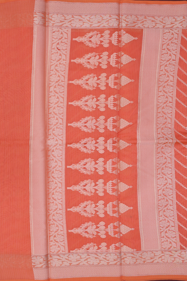 Kota Cotton Saree In Orange With Allover Design