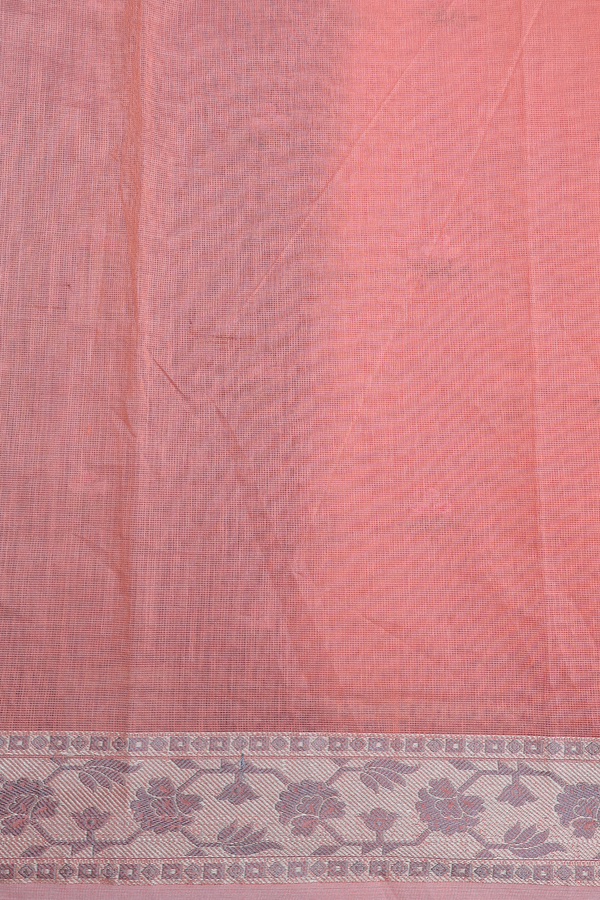 Kota Cotton Saree In Orange With Floral Buttas