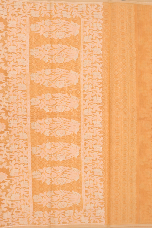 Kota Cotton Saree In Orange With Floral Design